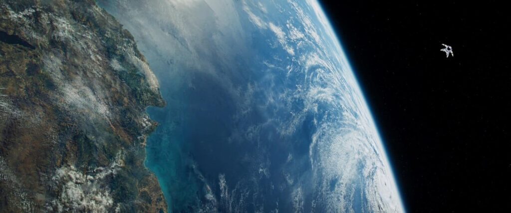 Space Athlete falling towards Earth